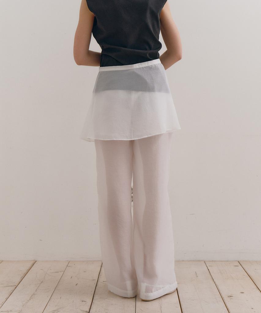 Loutaideu Sheer Layered Skirt Pants [White]