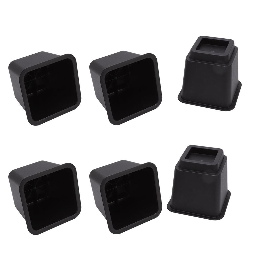 6pcs Bed Risers 5in High Quadrate Trapezoidal Ergonomic Plastic Black Furniture Risers Blocks for