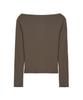 Nigaennikol Shirring Drape Boat Neck Top_Brown