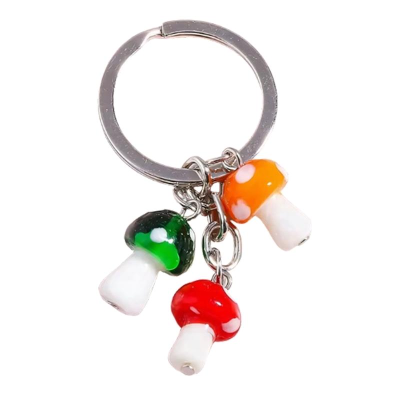 

Lovely Mushroom Keychain With Colorful Glass Designs For Keys Bags And Personalize Accessories 1