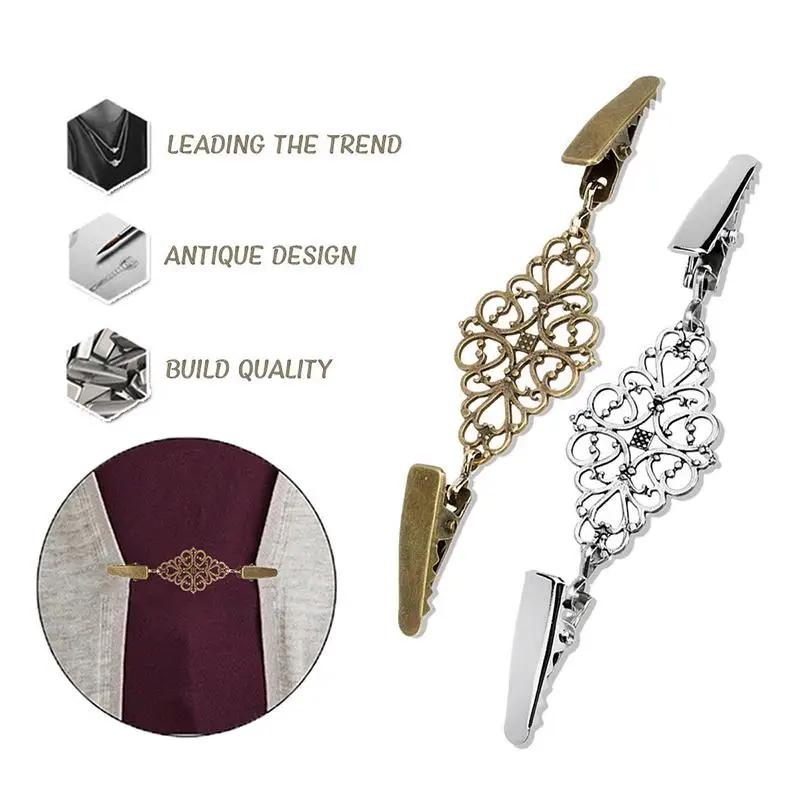 New Cardigan Clip Brooch Fasteners for Clothes Clothespins Scarf Clip Brooch Sliver Pin Buckle Clip Holder Women Dress Jewelry