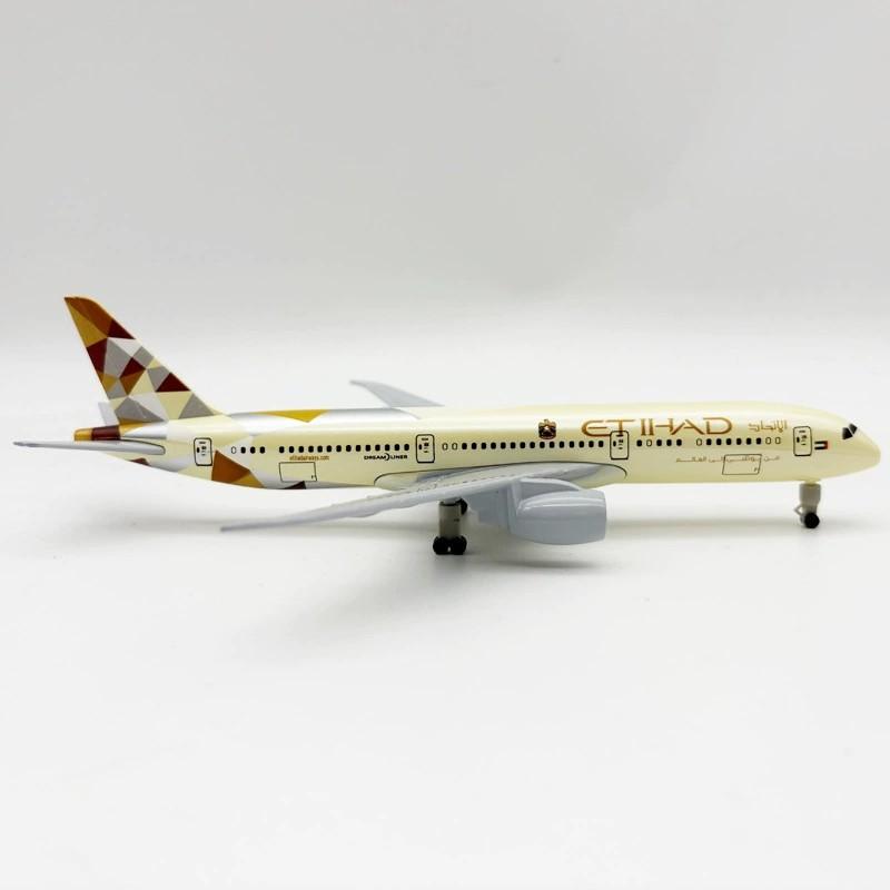 20cm Metal Scale Aircraft B787 Etihad Model Plane Model Airways with Stand & Wheel Collectible Gift Miniatures Airplanes
