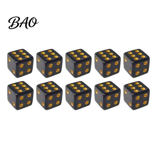 Black Gaming Dice 5/10/15Pcs 16mm with Golden Dots, 6-Sided Acrylic Board Game Set, Classic Tabletop Accessories Crack Resistant