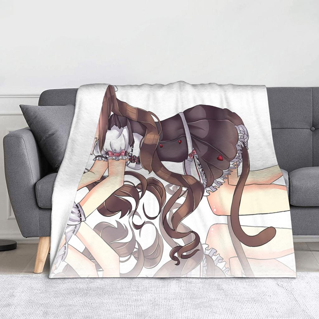 Chocola Vanilla Blanket Flannel Spring Autumn Anime Nekopara Lightweight Thin Throw Blanket for Bedding Couch Bedspread