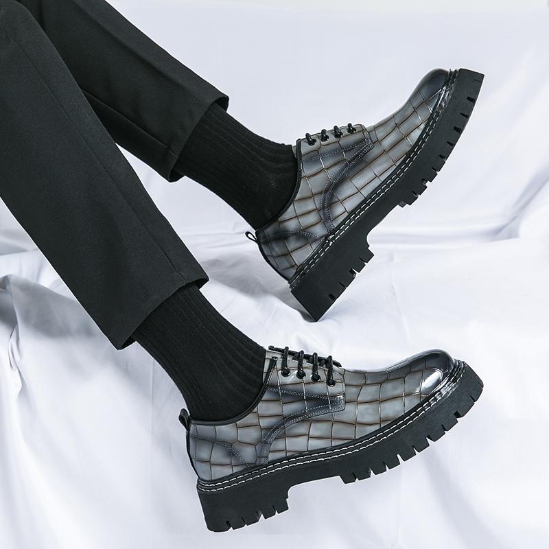 Men’s Oxford Shoes Street Style Leather Shoes Men Tuxedo Punk Thick Sole Height Increase Party Dress Shoes Plus Size