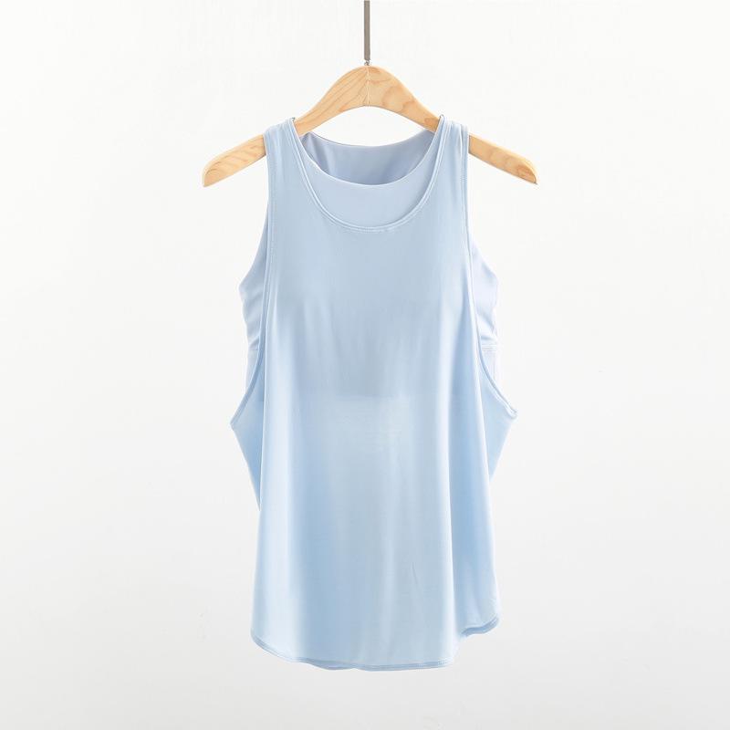 Women's Shockproof Summer Yoga Vest with Chest Pad - 2-in-1 Loose Running Fitness Top