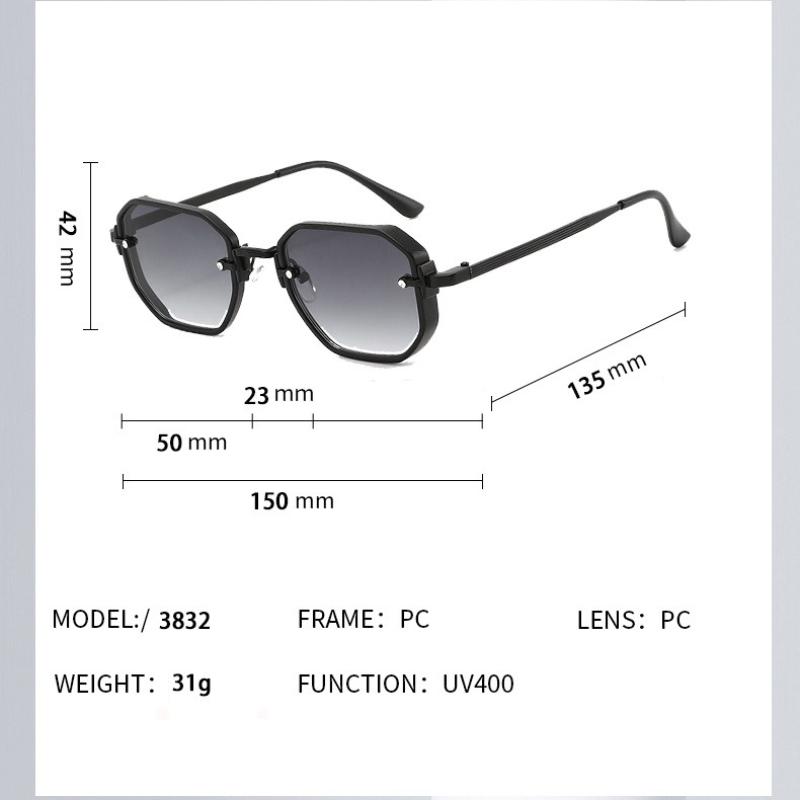 Unisex Polygonal Full Frame Metal Sunglasses Simplicity Trend Street Photography UV Resistant Travel Beach Shades Glasses