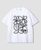 Geulaenpini Line Flower Oversized Short Sleeve T-Shirt - White