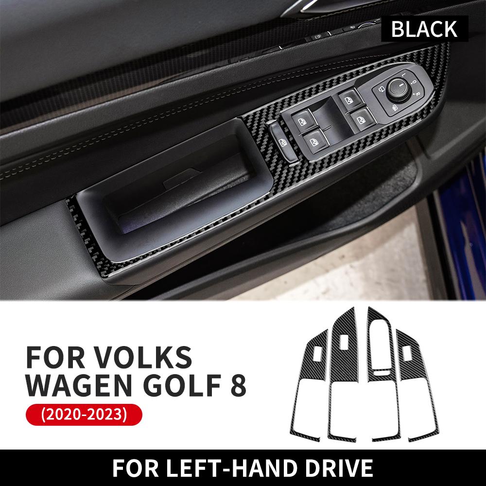 Real Carbon Fiber Interior Trim For Volkswagen VW Golf 8 MK8 2020 2021 2022 2023 Window Lift Switch Button Sticker Accessories