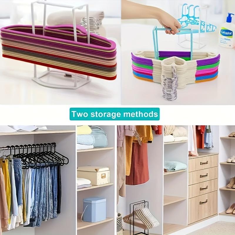 Multi-Color Plastic Clothes Hanger Organizer Rack – Durable Space-Saving Holder for Closet Organization – Convenient, Sturdy Hanger Storage Stand