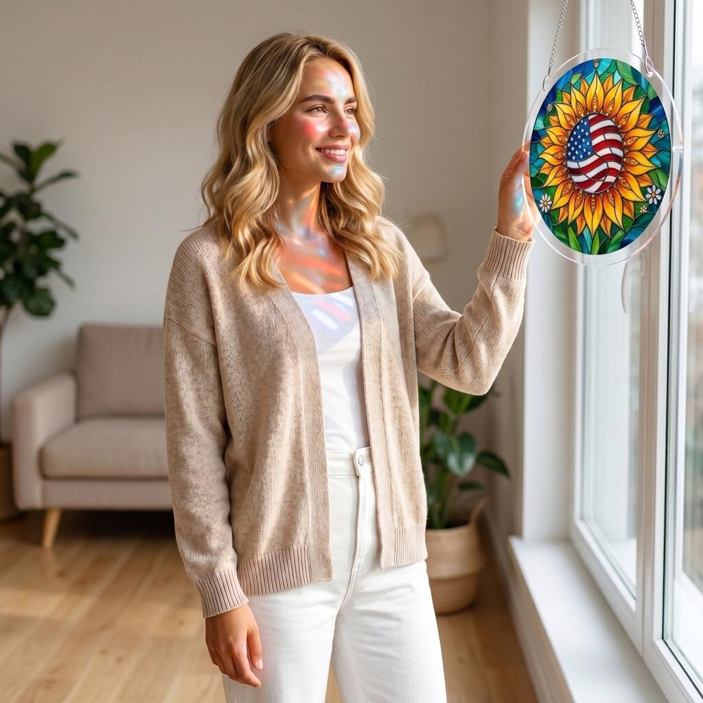 Acrylic Puzzle Window Hanging, Colorful Sunrise Sun Catchers Panel SunCatchers Puzzles Decor For Birthday Women, Men, Wife, Aunt, And Mom