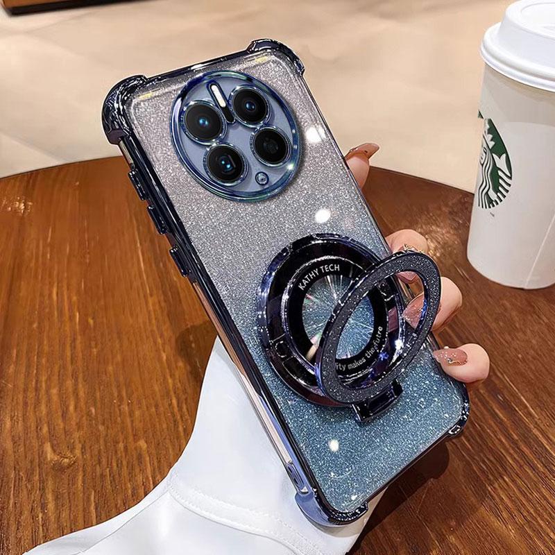 Carcasă Mate50 cu suport magnetic de lux, rezistentă la șocuri, pentru Huawei Mate 50, 60, 30, 40 Pro, 50pro, cu suport, strălucitor, coque cu sclipici