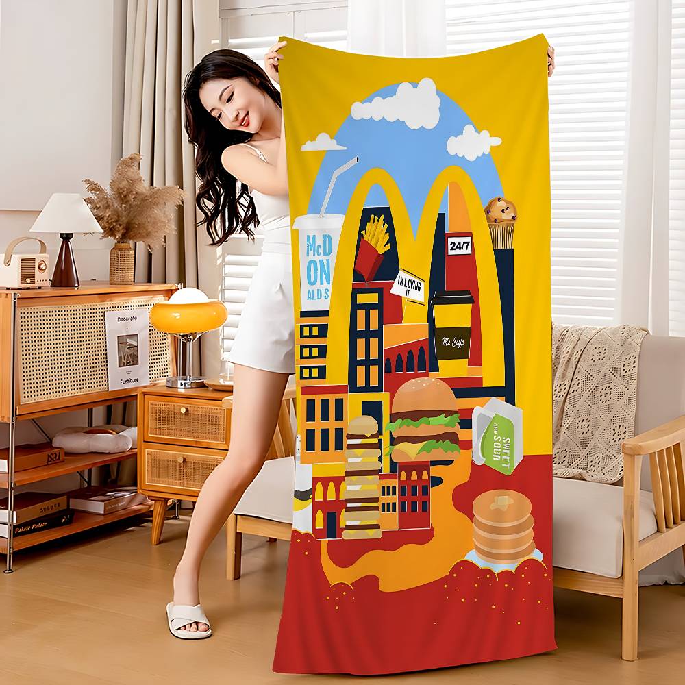 M Famous LOGO M-McDonaldes Beach Towel Bath Towels For Girl Microfiber Quick Dry Sand Free Beach Yoga Spa Gym Pool