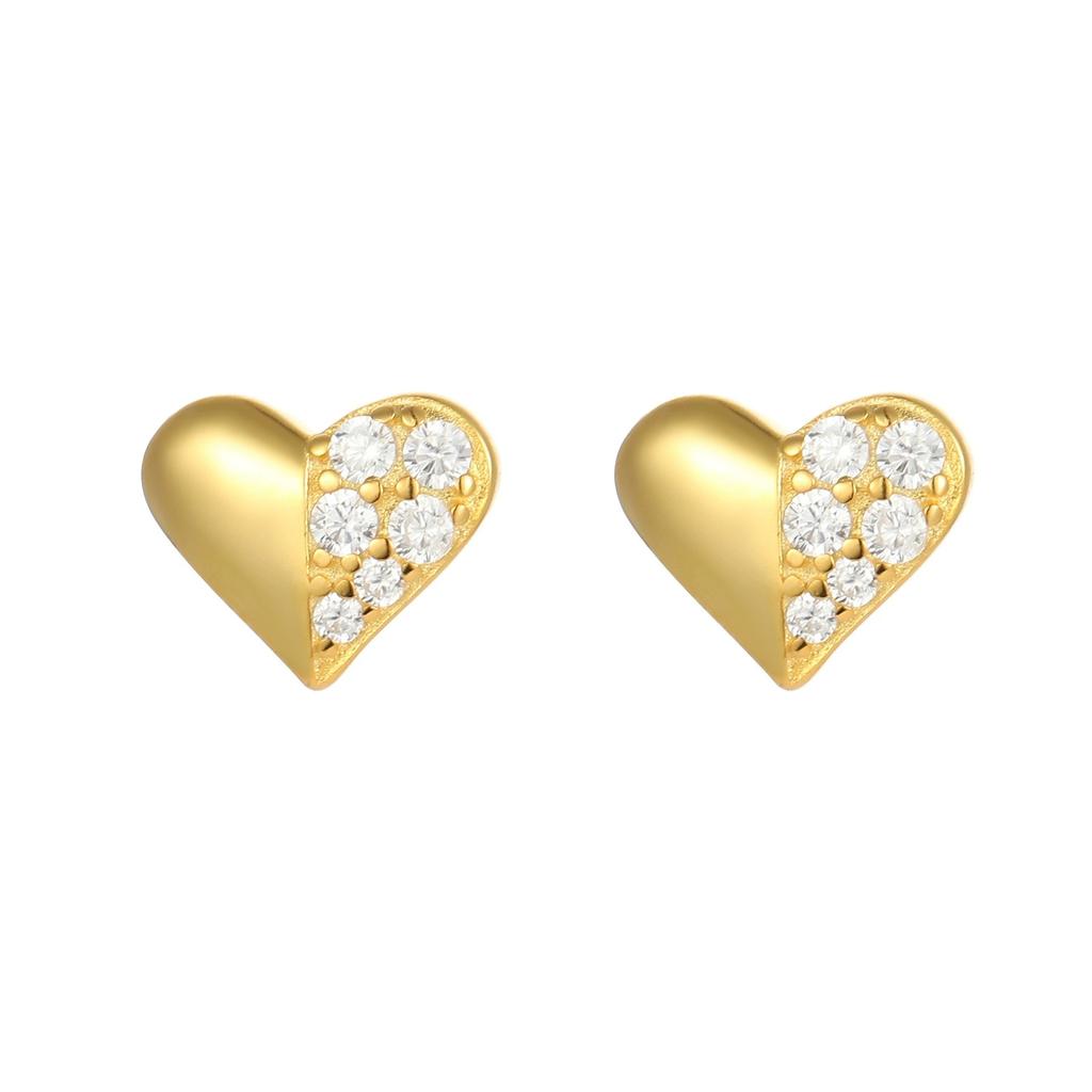 Factory 925 Sterling Silver Classic Retro Heart Stud Earring for Women Simple Versatile Daily Wear Piercing Jewelry