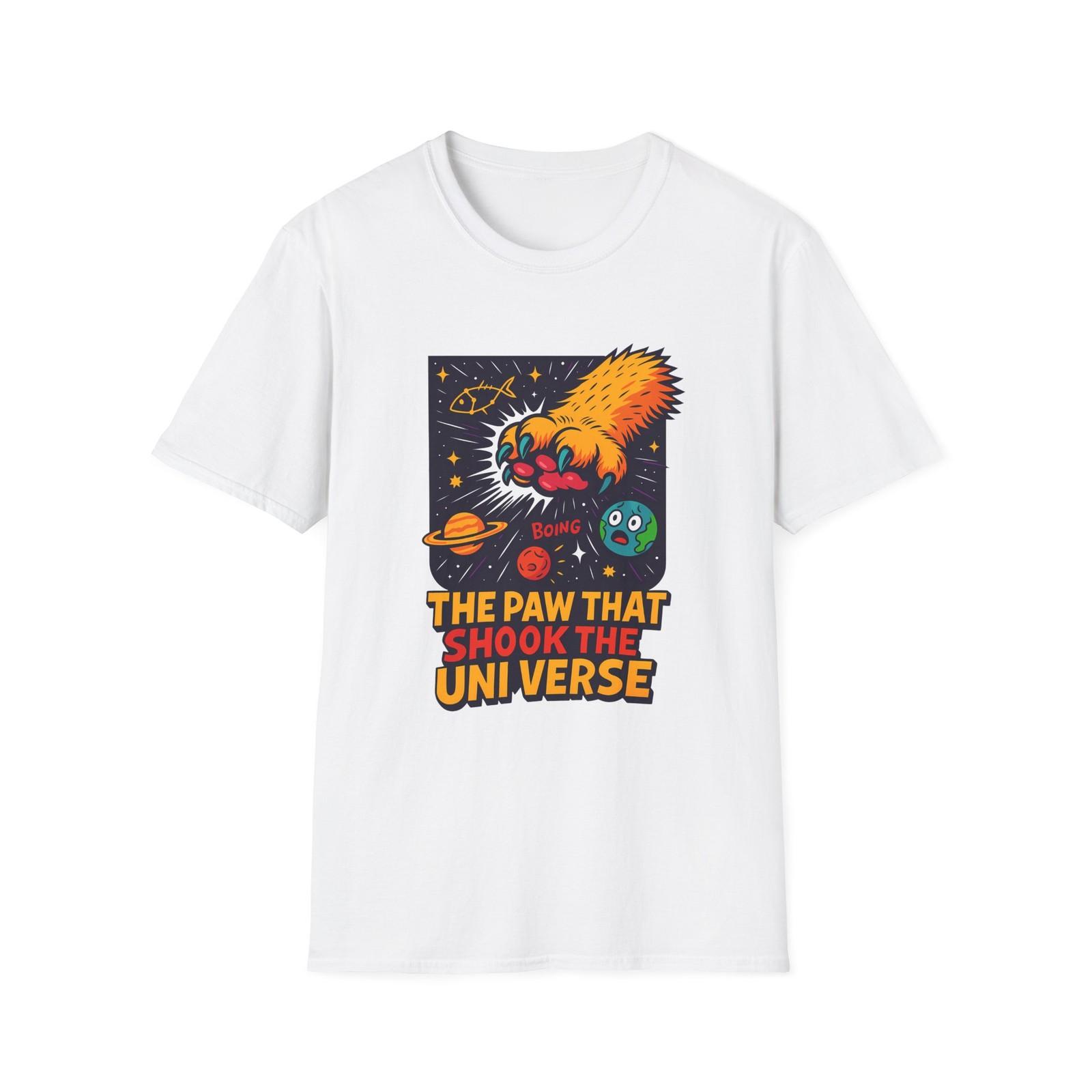 Unisex Softstyle T-Shirt Mens Womens Tees Top Cosmic Cat Paw Space Planets Galaxy Cartoon Graphic 4XL