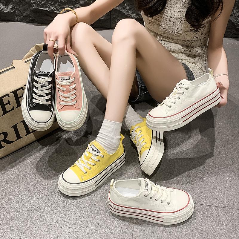 Літнє дофамінове просте полотняне взуття жіноче 2025 нове на платформі біле взуття для бігу в коледжському стилі на шнурівці повсякденне взуття