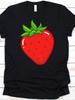 Unisex T-shirt Neutral Black Strawberry Pattern T-shirt- Soft and Stretchy Casual T-shirt, Featuring Bright Red Fru