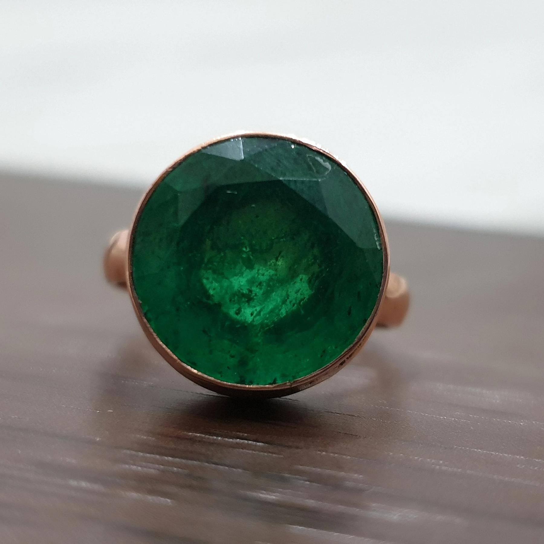 

Round Cut Green Emerald 925 Sterling Silver Rose Gold Fill Ring Jewelry, Statement Gift Artisan Ring 5