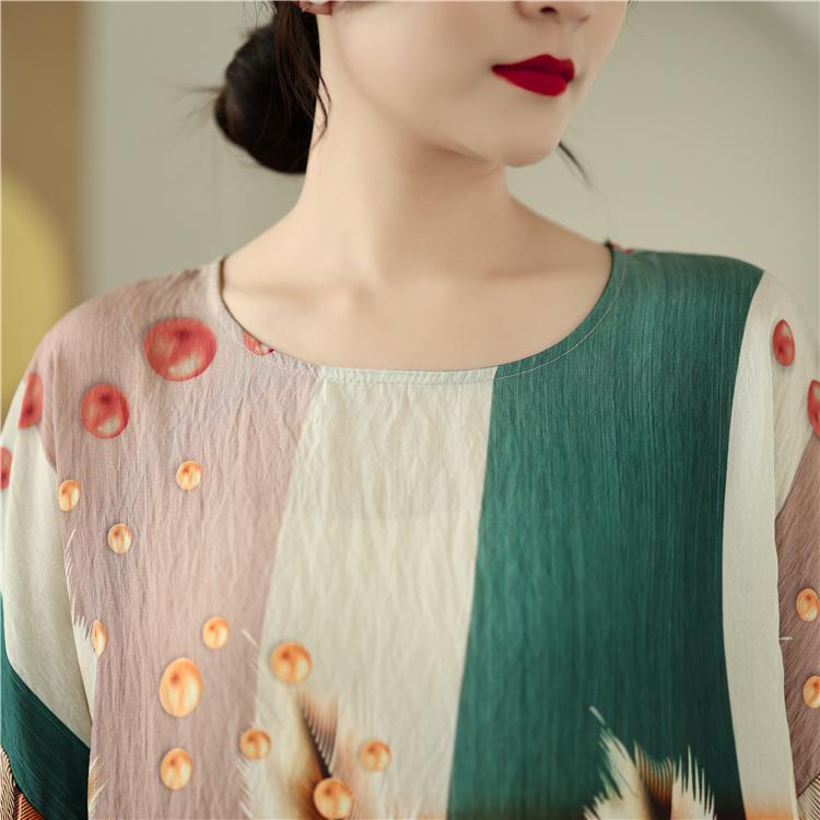 DIMANAF 2025 Plus Size Pullover Summer T-Shirt Women Floral Printing Short Sleeve Loose Oversized Tops Tees