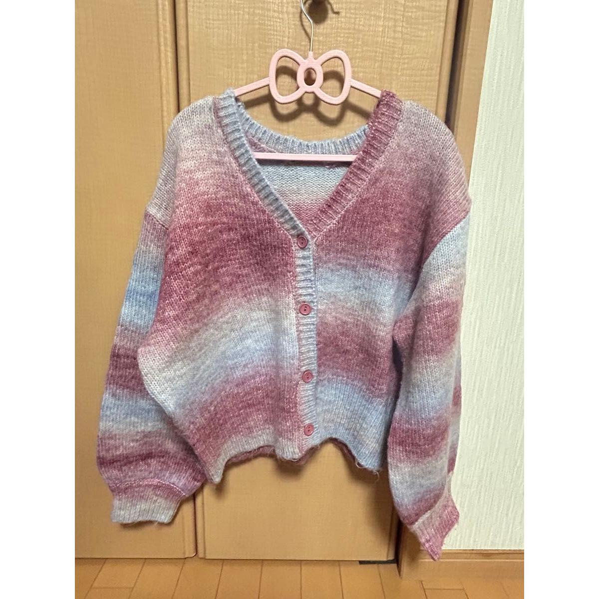WEGO pink blue striped knit free size