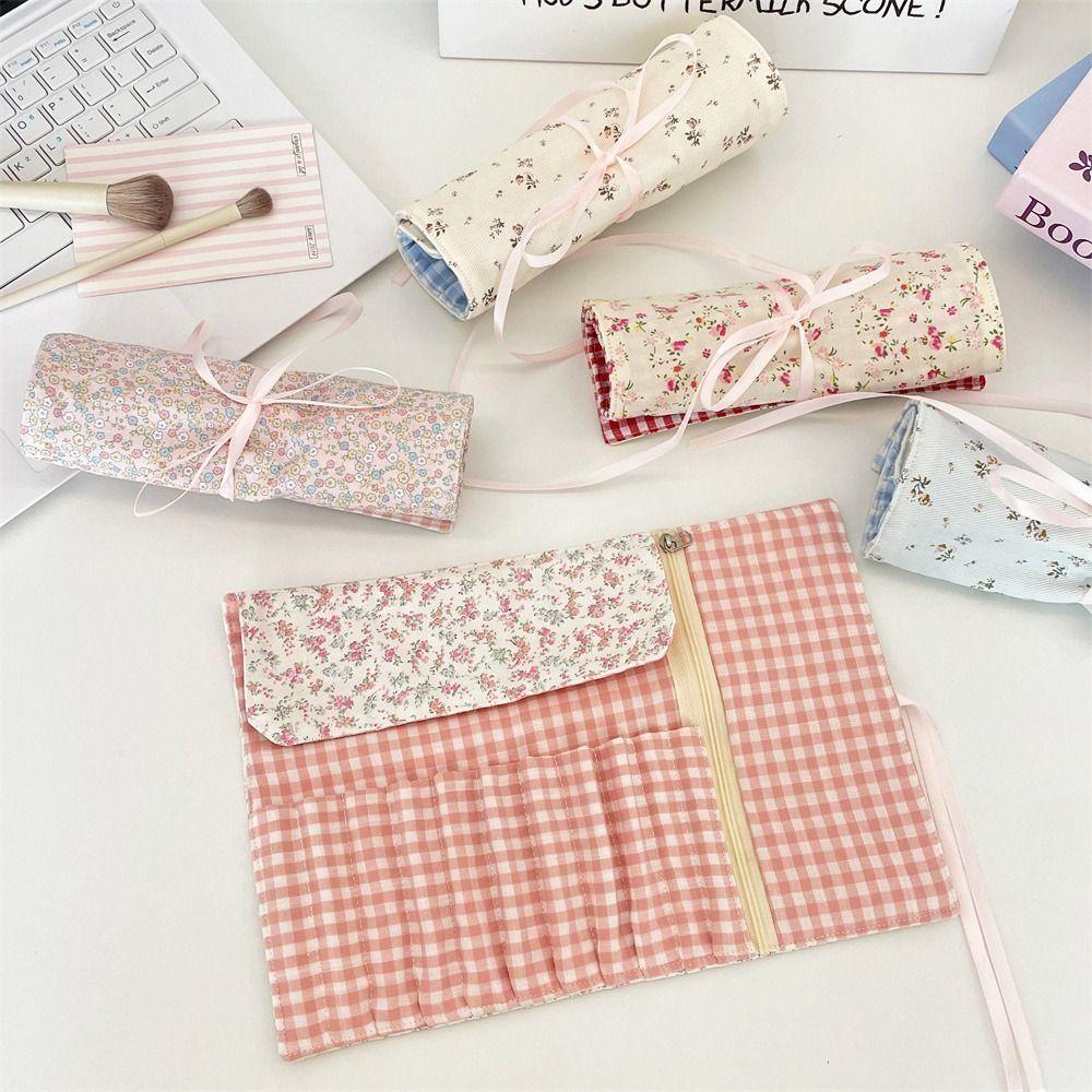 Floral Pattern Makeup Brush Bag Large Capacity Makeup Brush Organizer Cosmetic Storage Bag Women