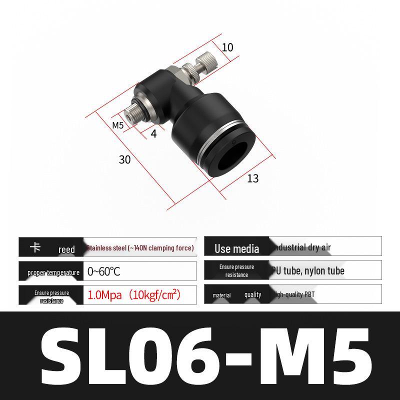 

SL Trachea Quick Connector, White Throttle Valve, Pneumatic Speed Control Valve, SL4-12 Cylinder, M5, Adjustable