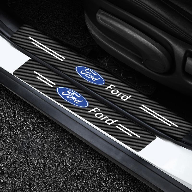 4KS Samolepky na prahy dveří auta z uhlíkových vláken Vodotěsné 3D pro Ford Focus Mondeo MK1 MK2 MK4 MK3 Fiesta ST Line Kugo Transit Escape Fusion Explorer