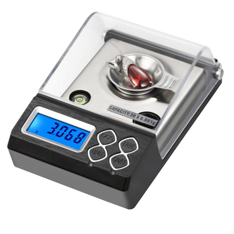 30G x 0.001g High Precision Digital Scale Gem Powder Scale Milligram Includes Read in g /oz/ozt/for T/ct/gn Switchable B