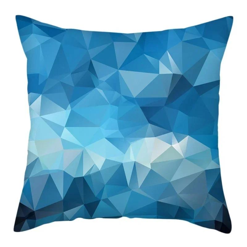 Heimdeko Geometrisches Blaues Muster Digitaldruck Kissenbezüge Muster Kissenbezug Geeignet für Sofa Schlafzimmer Auto Kissenbezug