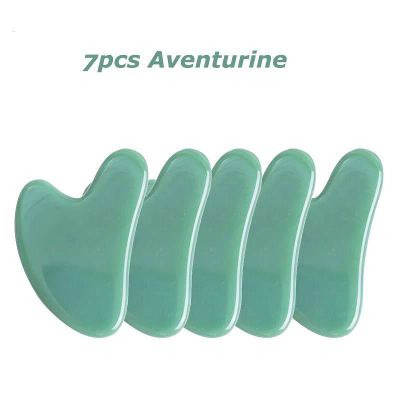 7pcs/ Gouache Scraper Rose Quartz Jade Guasha Stone Board Jade Massagers For Face Gua Sha Scraper Body Acupuncture Face Lifting