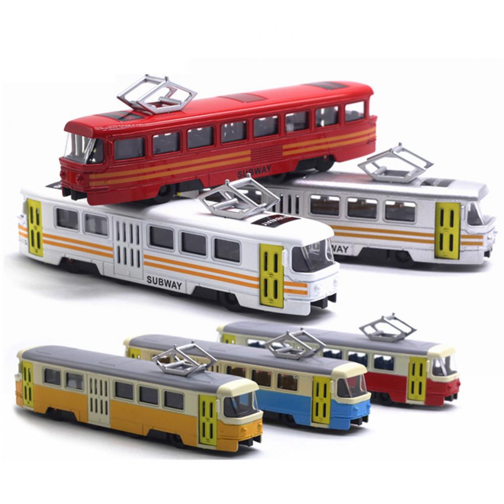 1/90 City Bus Train Tram Diecast Pull Back Model W/LED Music Developmental Car Toy