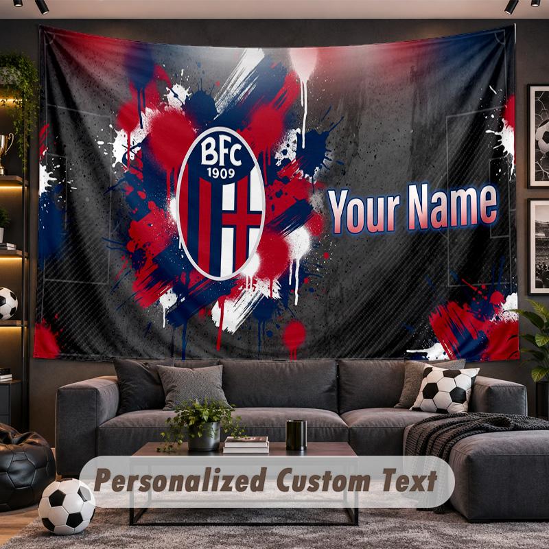 Bologna FC Personalized Tapestry Support Custom Name, Wall Art Home Decoration