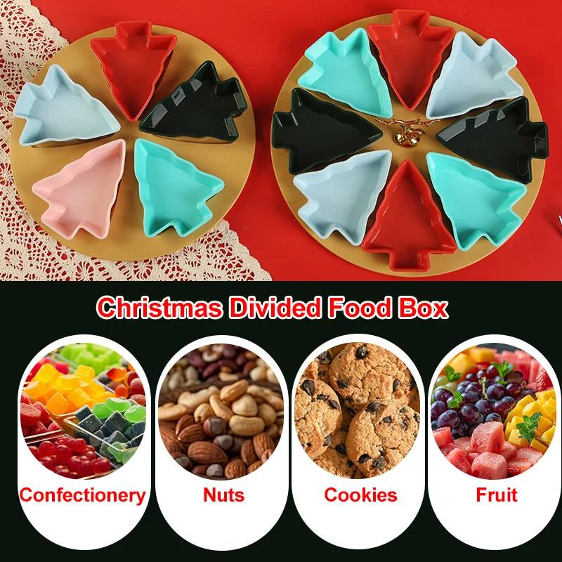 5/8 Grid Christmas tree fruit plate Christmas home dry fruit plate snack plate fruit plate living room creative high value