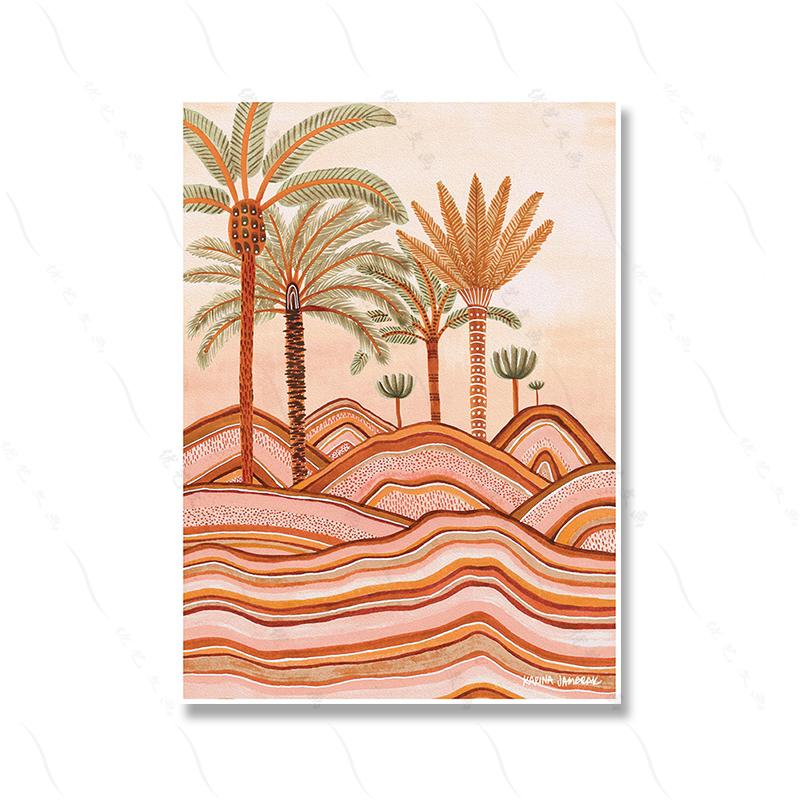 Sun Drenched Bangalow Palm Minimalist Elegant Art Canvas Painting Dusk Pastel Countryside Plains Poster Print Room Home Decor