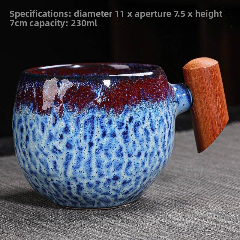 Kiln-changed Ceramic Wood Handle Mug Office Coffee Cup Creative Tea Cup Personalized Household Milk Cup