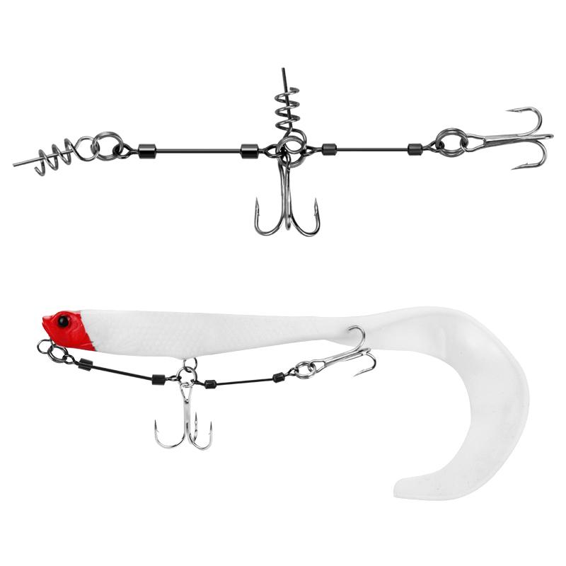 

Double Hook Wire Line Fishing Set Small and Medium Size Hook Line Set Wire Hook With Spring Lock Pin Fishing Hook