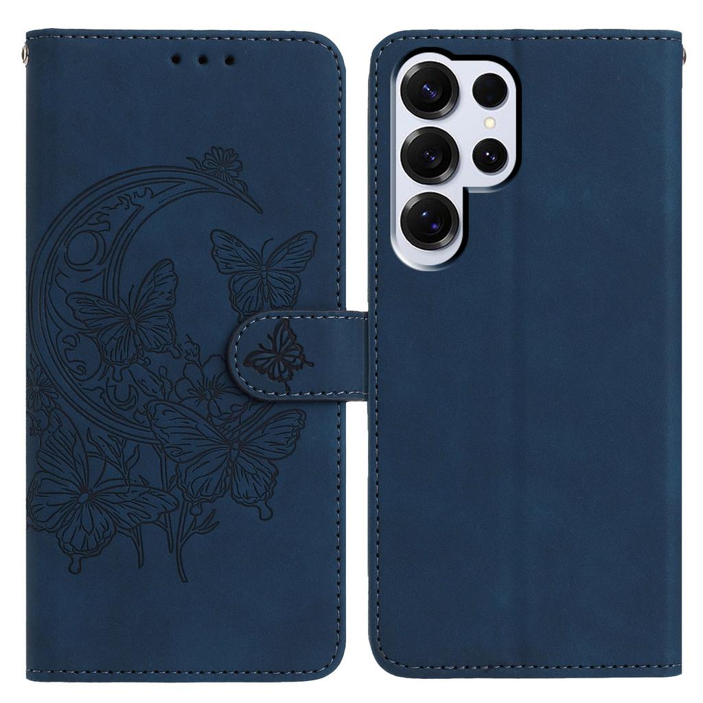 For Samsung Galaxy S25 Ultra Case Butterfly Flower Imprinted PU Leather Wallet Stand Phone Cover