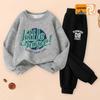 2025 Boys' Trendy Fleece-Lined Hoodie & Pants Sportswear Set for Spring & Autumn