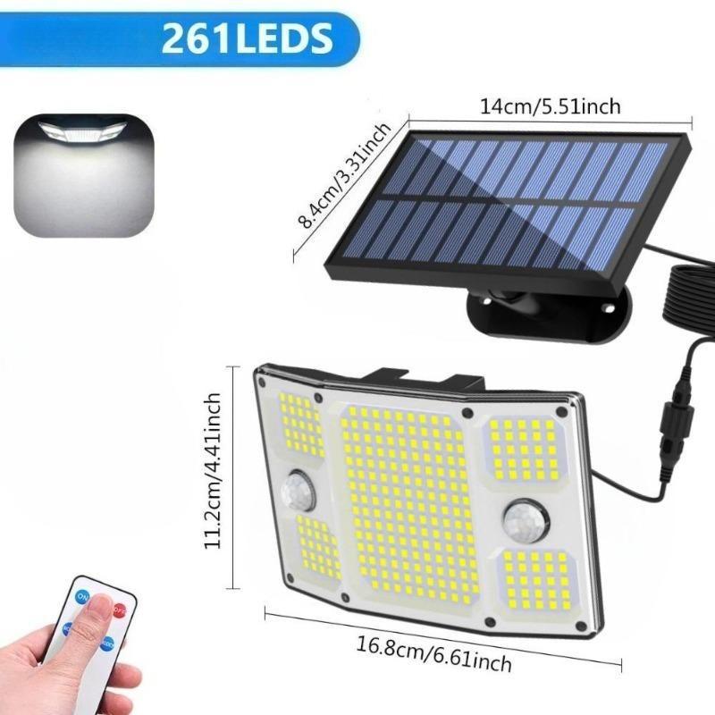Solar Outdoor Light IP65 Waterproof Wall Lamp Remote Control 3 Modes Adjustable Angle 5m Extension Cable for Yard Garden Patio