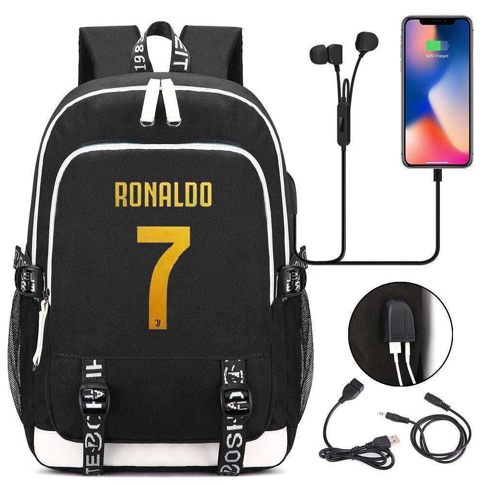 Football Printed Student Backpack Multifunctional Usb Interface Large Capacity Leisure Travel Backpack
