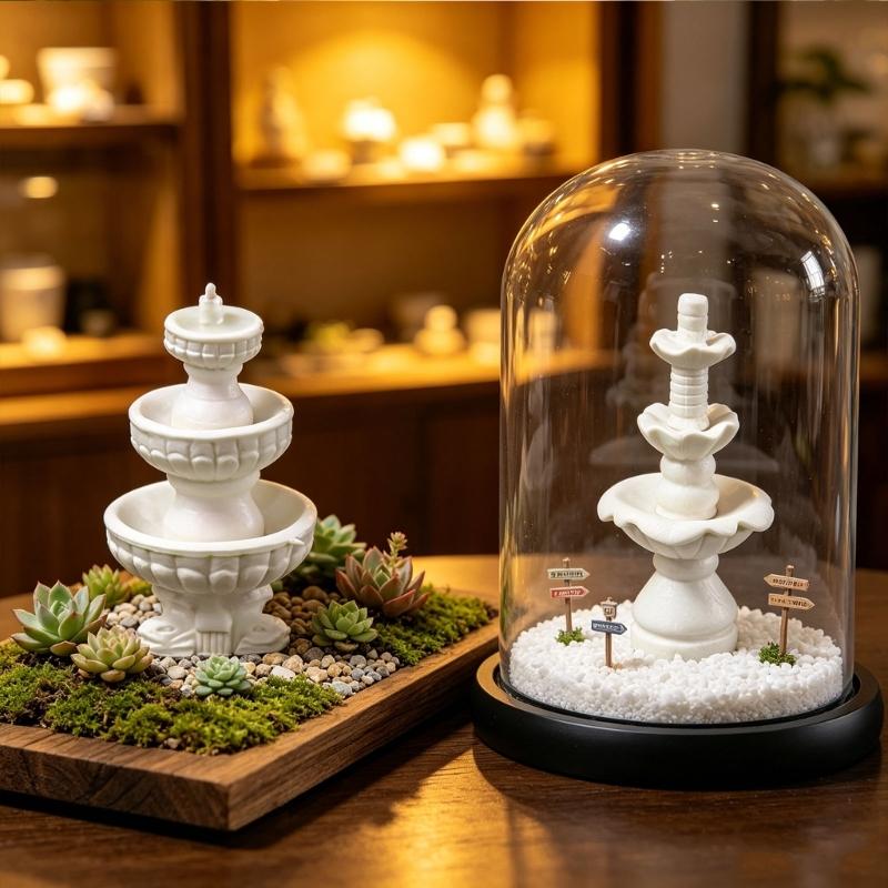 Miniature Fountain Decors Mini Water Feature for Miniature Landscape Bonsais Dollhouses Faery Garden DIY Scene Accessories