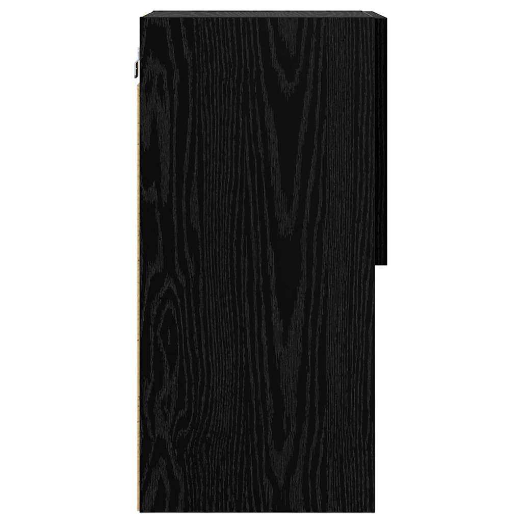 Wall Mounted TV Cabinet Black Oak Effect Particleboard