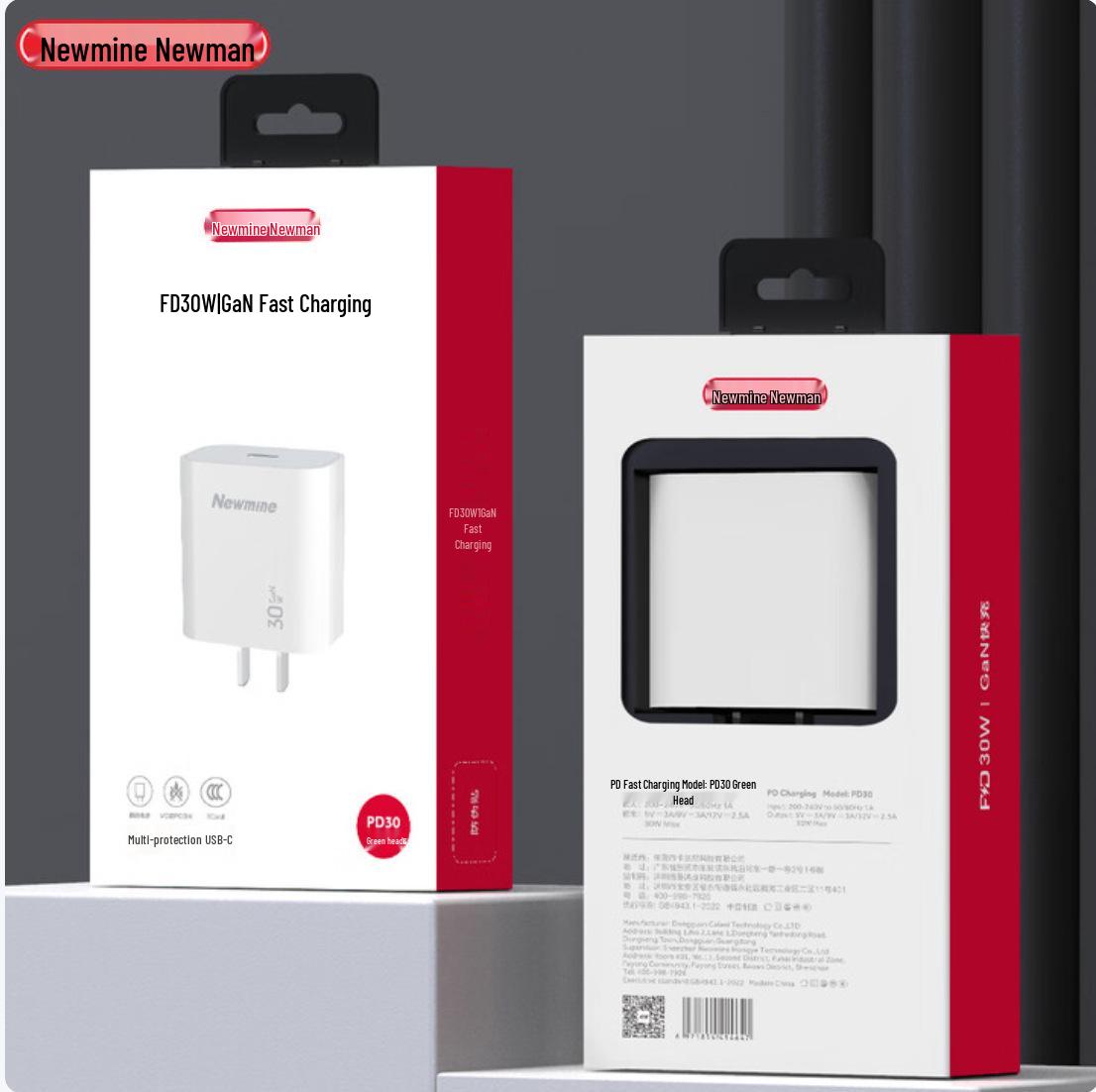 

Newman 30W Gallium Nitride PD Universal Fast Charger for Phones & Tablets PD30 Charger Head Only білий