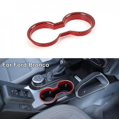 Cache-support de gobelet avant Cadre de finition Pour Ford Bronco + Fibre de carbone rouge