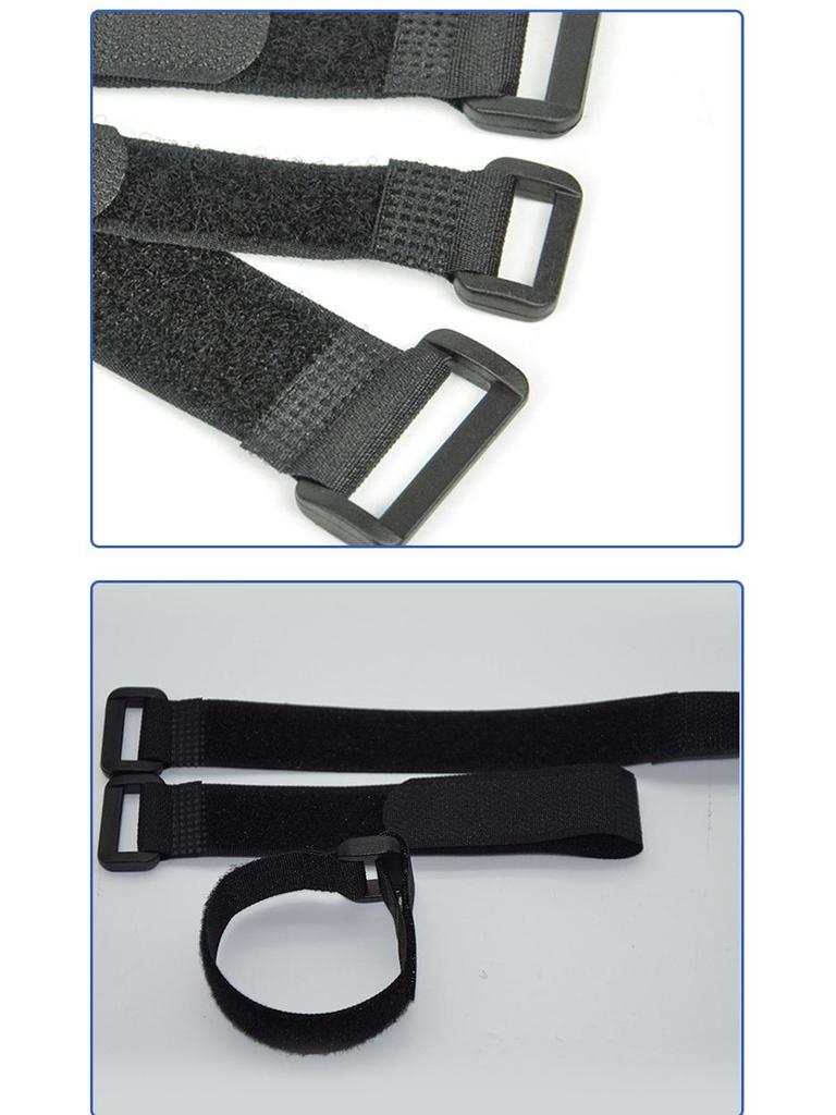 Black Multi-Spec Non-Slip Magic Tape Cable Ties - Data Cable Organizer with Buckle