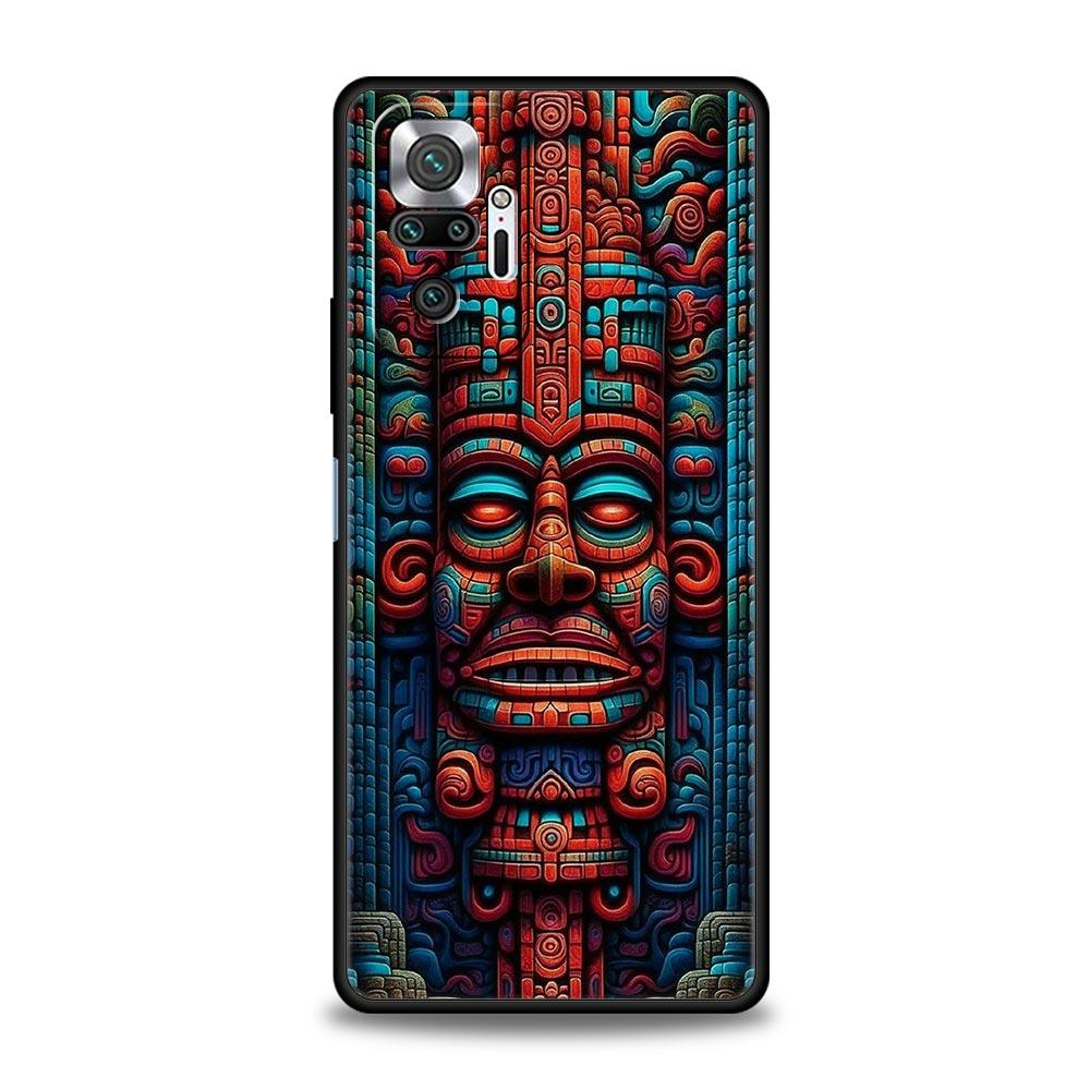 Vintage Totem Painting Phone Case Cover for Redmi 14C 10C Note 15 14 13 12 10 11 K40 Pro Plus 5G Shockproof Soft TPU Shell Bags