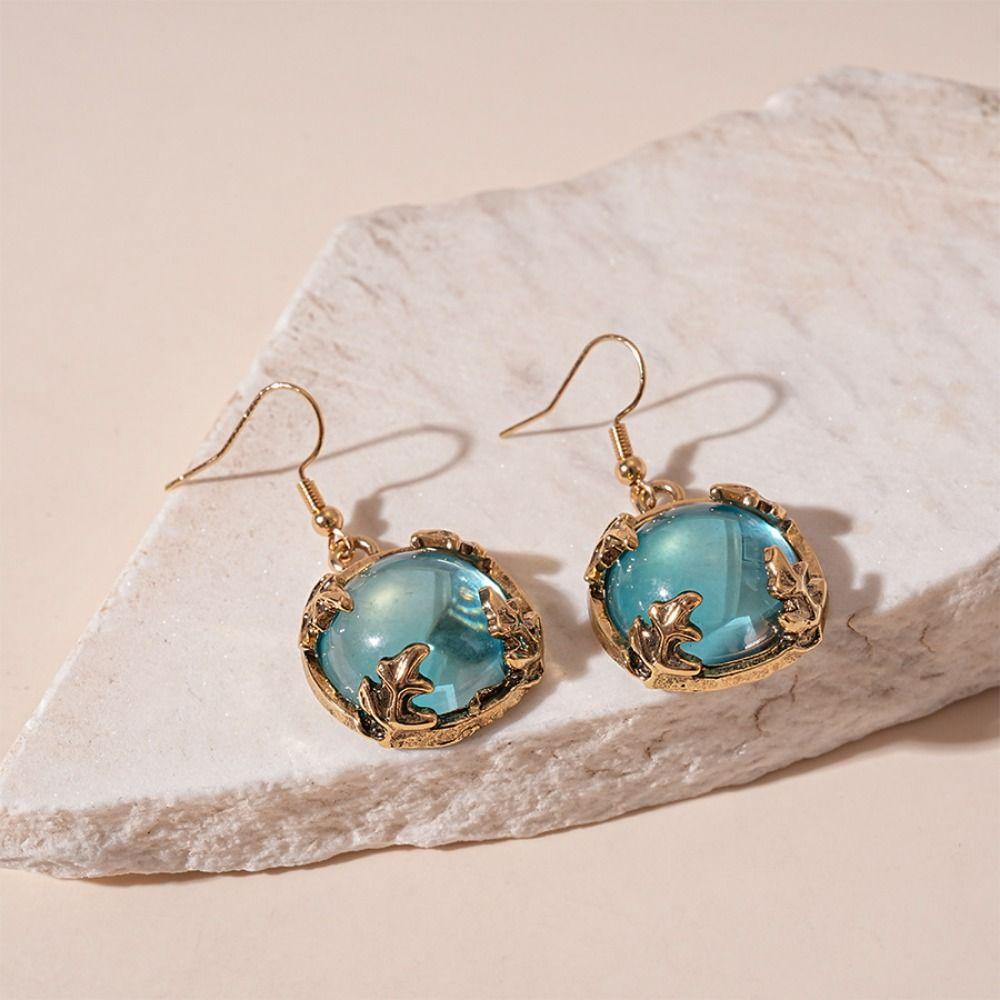 Fashion Bracelet Light Luxury Clavicle Chain Minimalism Blue Necklace Earring  Women