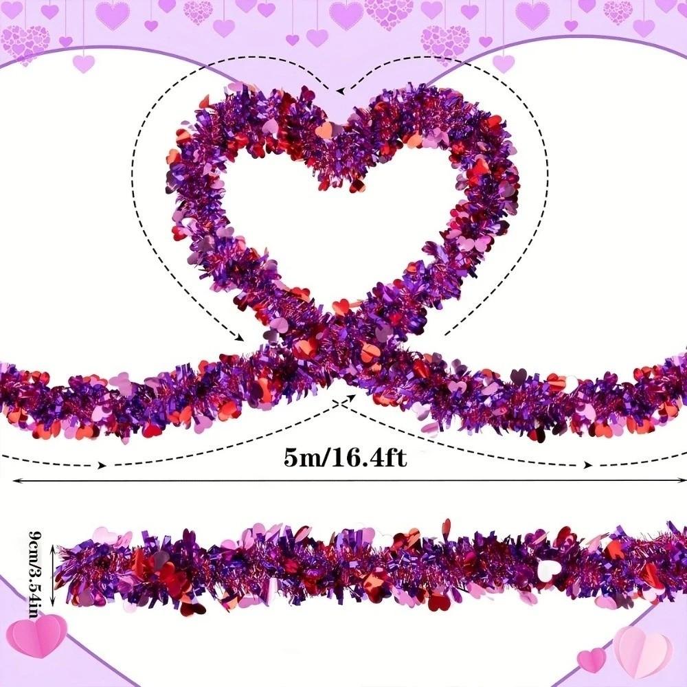 DIY Heart Tinsel Garland Love Sequins Hanging Decor Sweet Valentines Garland  Valentines Party