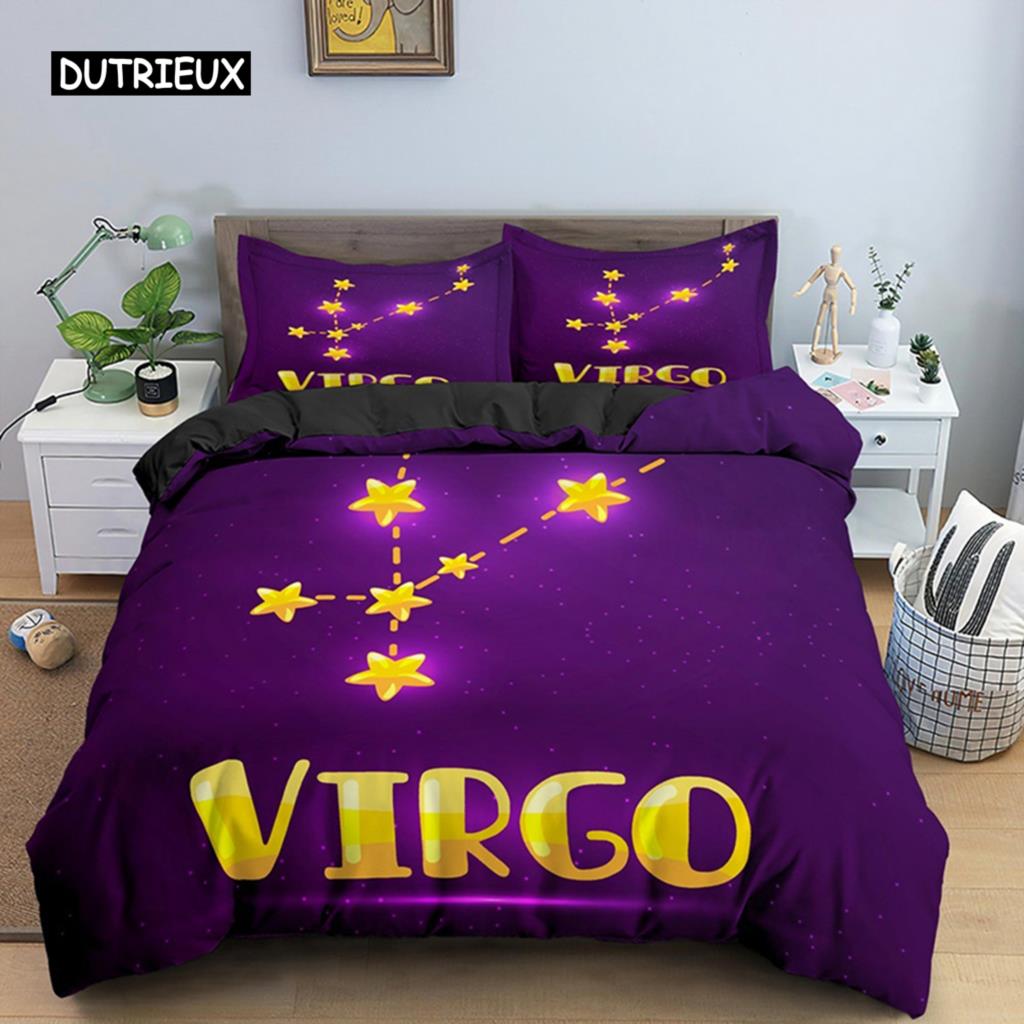 Constellation King Queen Duvet Cover Astrological Bedding Set for Kids Teens Adults Psychedelic Tarot Astrology Soft Quilt Cover
