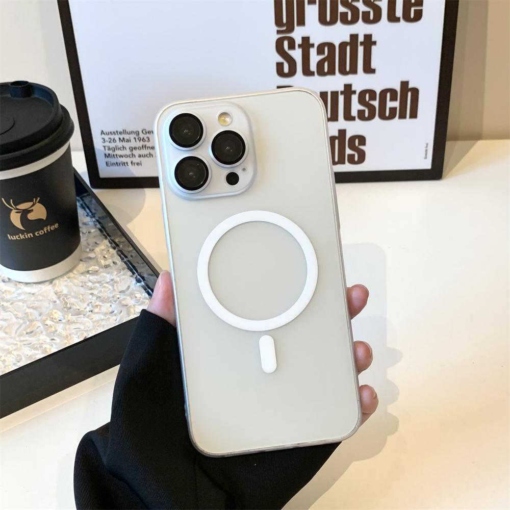 

Роскошный матовый ультратонкий чехол Magsafe Magnetic для iPhone 16 15 14 13 12 11 Pro Max Plus PC полупрозрачный чехол для беспроводной зарядки For iPhone 16 Pro чистый